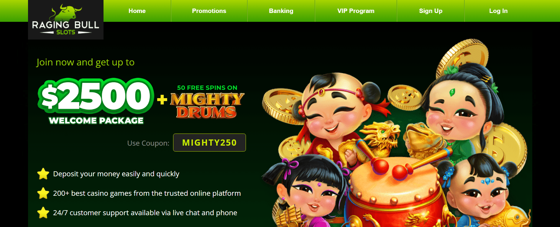 Snapshot of Raging Bull coupon-style casino for bonus fans